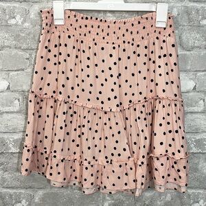 Maurices Pink Polka Dot Tiered Skirt